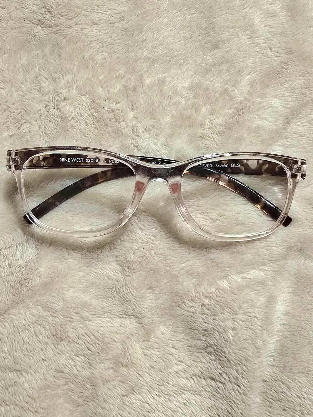 Nine West Clear Pink Tortoise Women's Reading Eyeglass Frames +1.50